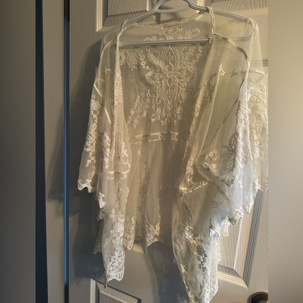 White Short Lace Cover Up